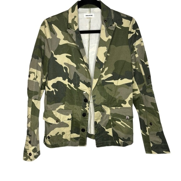ZADIG & VOLTAIRE Camo Button Front Cargo Jacket Size Small - Picture 3 of 14